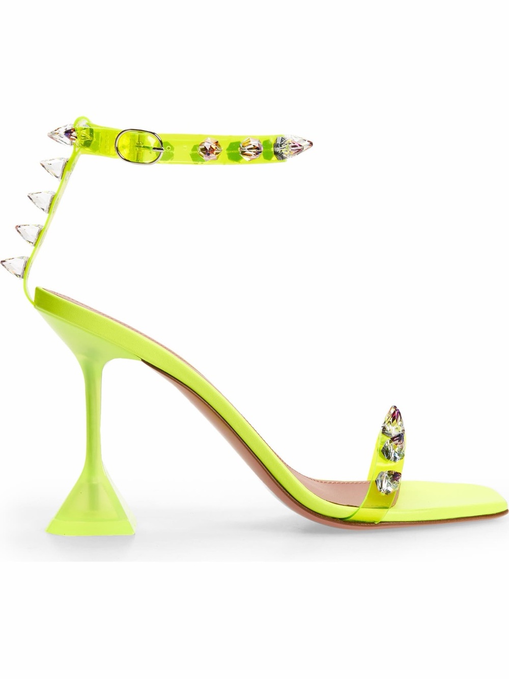 New Amina Muaddi  $1320 Julia Neon Crystal-Spike Clear Sandals Size 39 / 9